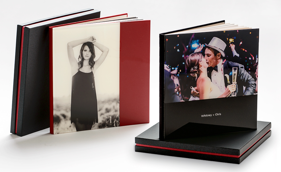 AsukaBook Cosmopolitan Photo Album Semi-Designable Hard Cover with Choice of Vertical or Horizontal Layout in Red or Black Color Block