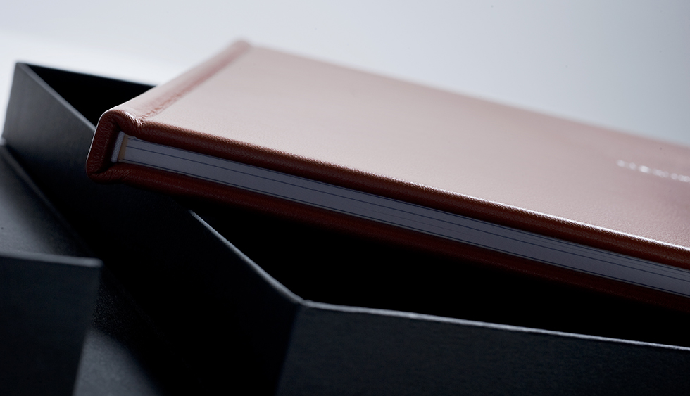AsukaBook Book Bound LX Leather Photo Book Detail of book and box