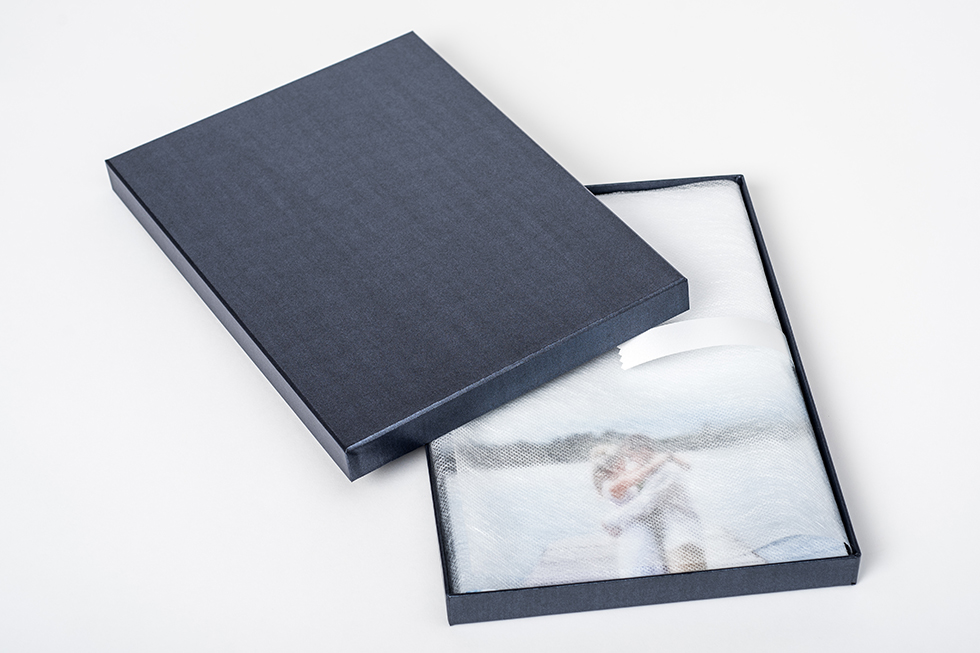 AsukaBook Crystal Photo Album Black spine album in corresponding smooth graphite pearl case with protective wrap