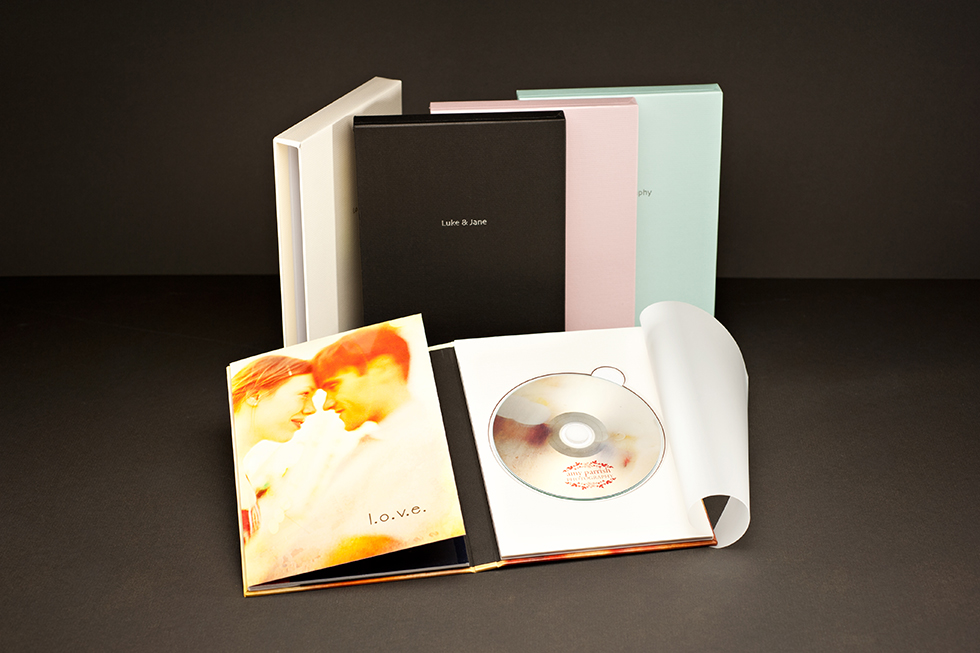 AsukaBook DVD Presentation Photo Book Sample of slide-in case options and inside design