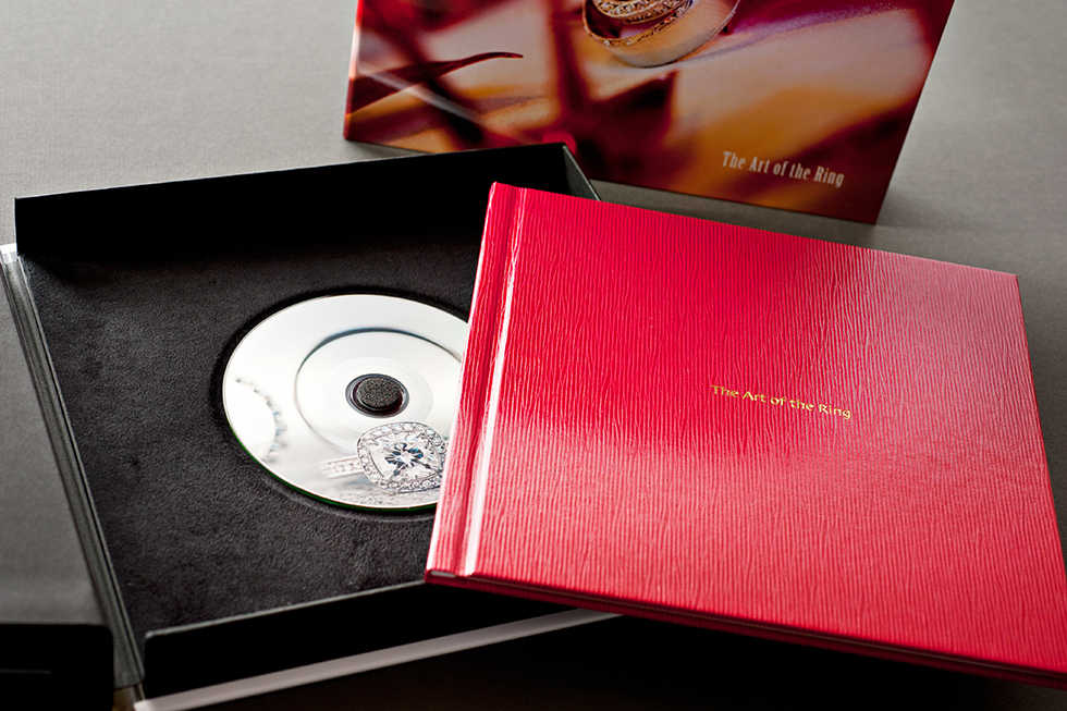 AsukaBook Zen Layflat Impact Photo Book with retro red cover and inside of box and front cover of box