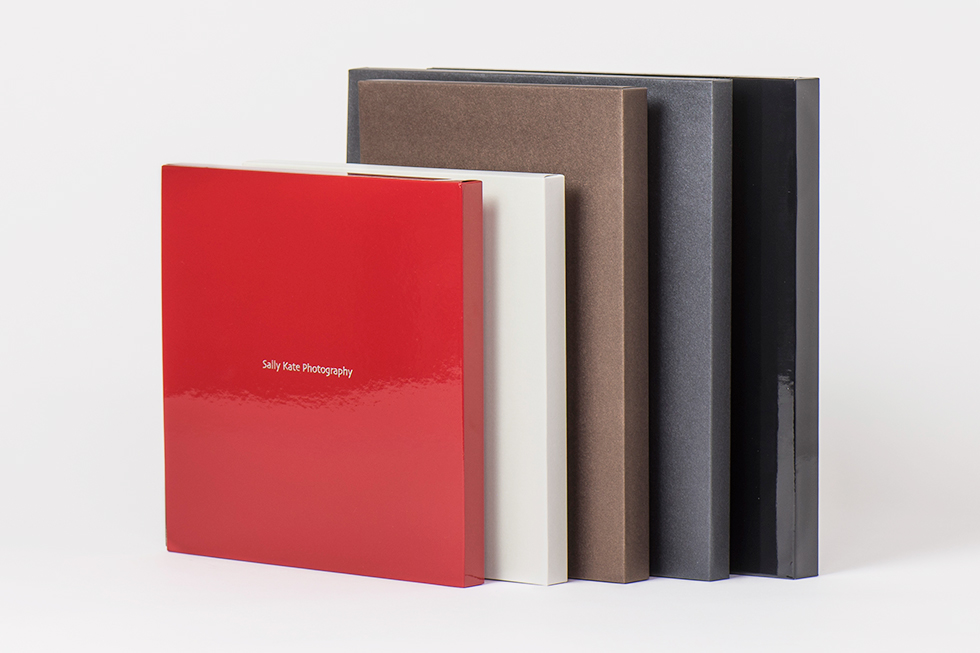 AsukaBook Zen Layflat EX Photo Book The case color options for the Zen EX - red matte, red glossy, ivory pearl, chocolate pearl, black pearl, black glossy, and black matte