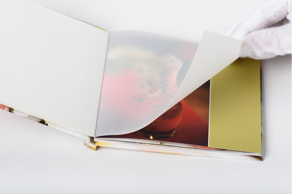 AsukaBook Zen Layflat Hard Cover opens to a vellum sheet inside the cover